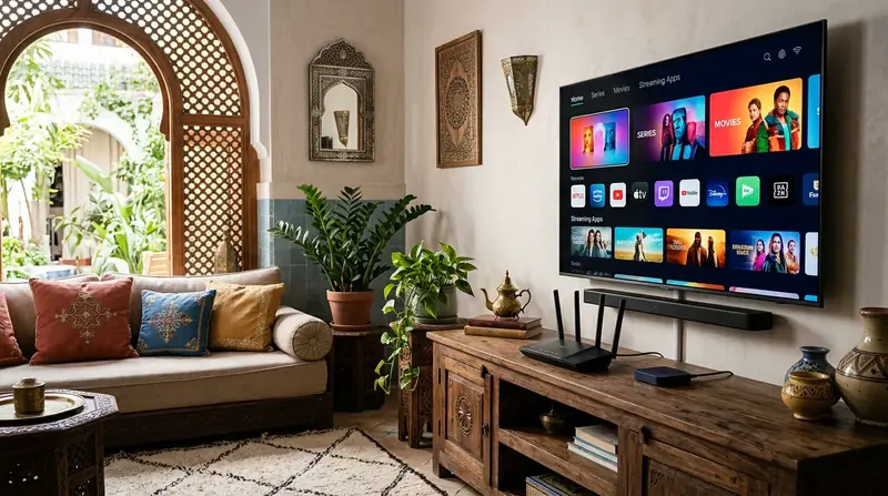 Routeur Wi-Fi connecté à un téléviseur pour regarder des contenus en streaming