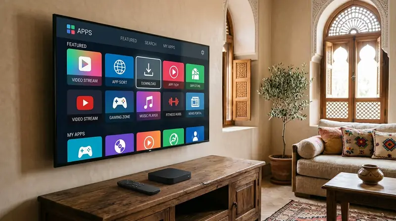 Interface d’installation d’application sur Android TV ou Google TV avec télécommande