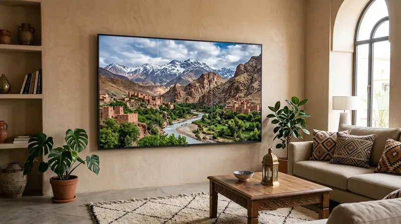 Téléviseur moderne affichant une image haute définition pour illustrer le choix entre IPTV HD, Full HD et 4K