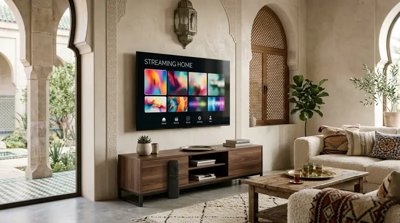 Smart TV connectée utilisée avec une application de streaming compatible