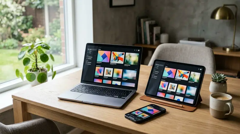 Smartphone, tablette et ordinateur utilisés pour les applications multimédias