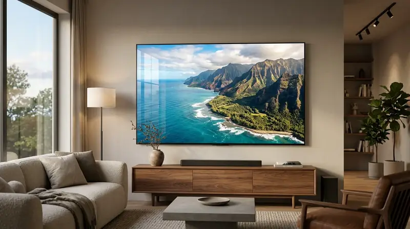 Téléviseur moderne affichant une image détaillée en haute résolution